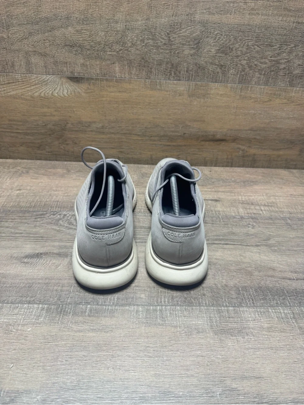 Cole Haan Light Gray Perforated Leather Lace-Up Oxfords